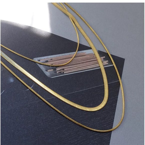 Layered 18k Stainless Steel Necklace - Picture 3 of 7